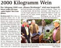 Pressebeitrag 2.000 kilogramm Wein Wochenspiegel 22.10.2008